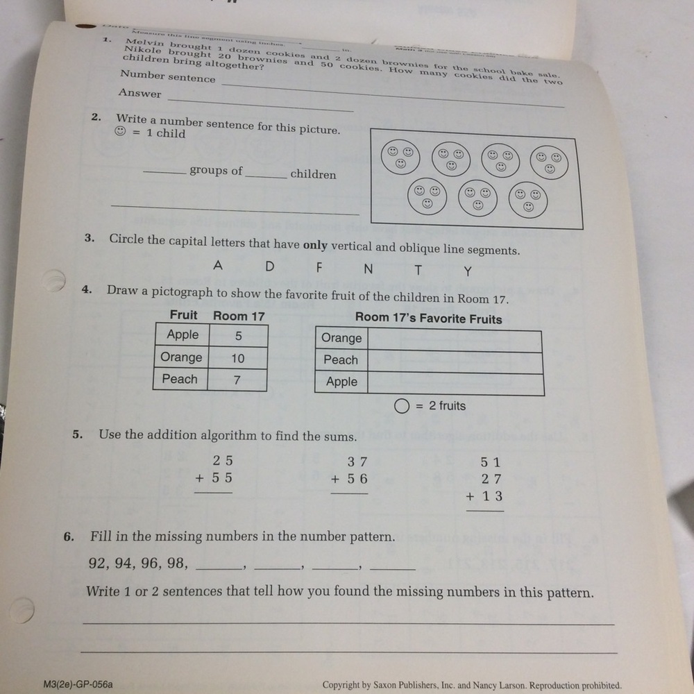Saxon Math 3 Student Workbook Part 1 - Picture 10 of 13